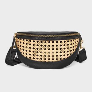 NWT Faux Wicker and Leather Crossbody